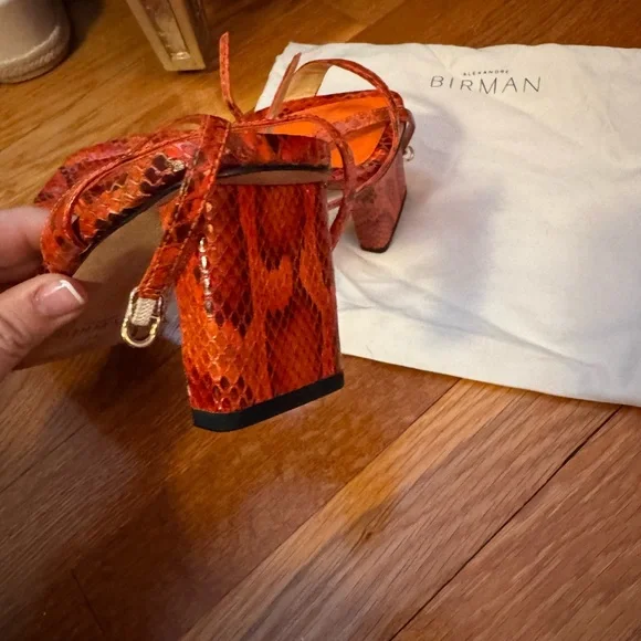 Alexandre Birman Red Snakeskin Sandals - Picture 3 of 4